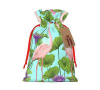 Flamingo Love Flowers print Drawstring Gift Bag for Wedding Party Birthday Unique Present Bag Reusable Canvas Bag,1 Piece S