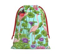 Flamingo Love Flowers Print Gift Drawstring Bag Reusable Pouch Festive Decor Party Favor Daily Storage Sack