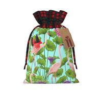 Flamingo Love Flowers Print Gift Reusable Bags Festive Drawstring Pouches Versatile Birthday Wedding Favors