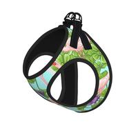 Flamingo Love Flowers Print Pet Leash Vest,Breathable Mesh Pet Harness, Reflective For Small Medium Dogs Safe Easy Walking