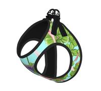Flamingo Love Flowers Print Reflective No Choke Pet Vest Harness,Adjustable Soft Padded Dog Harness With Easy Control Handle