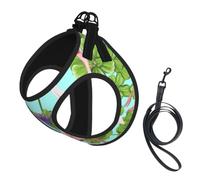 Flamingo Love Flowers Print Reflective No Choke Pet Vest Harness,Adjustable Soft Padded Dog Harness With Easy Control Handle