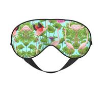Flamingo Love Flowers Print Soft Eye Mask/Sleep Eye Mask/Blackout Eye Mask, Suitable for Travel/Office/Yoga/Nap