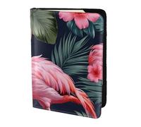 Flamingo Love Flowers Print Stylish Men Women 5.5 Inch Passport Travel Document Wallet For Secure Storag, Black, One Size