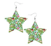 Flamingo Love Flowers Printed Leather Pierced Earring Set, 1 Pair Lightweight Bohemian Earrings Birthday Party Jewelry Gifts For Women