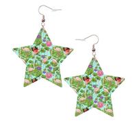 Flamingo Love Flowers Printed Leather Pierced Earring Set, 1 Pair Lightweight Bohemian Earrings Birthday Party Jewelry Gifts For Women