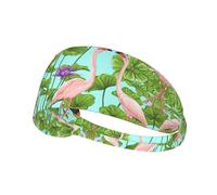 Flamingo Love Flowers Printing Full-Print Elastic Exercise Headband, Adjustable Fit Great For Yoga,Hikingâ€‹ Exercise Headband