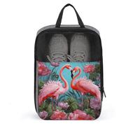 Flamingo Love Flowers Shoe Bag Travel Shoe Organizer Water-Resistant Shoe Pouch with Zipper Sneaker Dust Bag, gray, One Size, Modern
