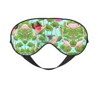 Flamingo Love Flowers Sleep Mask Night's Sleep Soft Eye Mask Adjustable Strap Works Nap Position Sleeping Aid