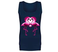 Flamingo Love Heart Neon Tropical Mens Vest Tank Top Navy Blue (M)