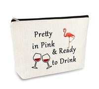 Flamingo Lover Gifts Flamingo Makeup Bag Flamingo Themed Gifts Drinking Lover Gift for Women Cosmetic Bag Animal Lovers Gift Christmas Birthday Gift for Girls Friends Daughter Sister Travel Pouch