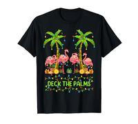 Flamingo Lover Xmas Lights Deck The Palms Flamingo Christmas T-Shirt