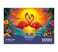Flamingo Mind Relaxation Puzzle Flamingos Forming Heart Office Break Cognitive Development Fun Family Game 38x26cm/1000pcs