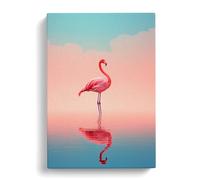 Flamingo Minimalism Art No.3 Canvas Print | Gallery Wrapped 30mm Frame Wall Art | 30x20 inches | Ready to Hang | Minimalist Animals Picture | Living Room Bedroom Lounge Office
