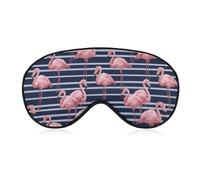 Flamingo Navy Blue Stripes Funny Eye Mask for Sleep with Adjustable Strap Blocks Light Eye Shade Cover