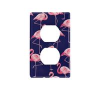 Flamingo Navy Blue Wall Plates for Electrical Outlets Flame Retardant PC Double Outlet Cover Plate 4.53 x 2.76 Inches