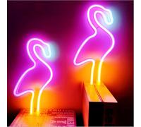 Flamingo Neon Light Signs for Girls Women Bedroom Bedside Dorm Wall Decor,Neon Light up Flamingo Decor LED Pink Lamp Table Ornaments Gifts for Women Party,Battery Powered or USB Powered(2Pcs)