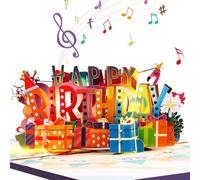 Flamingo Neon Music Playing Pop Up Happy Birthday Greeting Card with LED Light,Love Gift for Adult and Kid with Blank Note Card & Envelope, Celebration for Daughter, Son, Mom, Dad