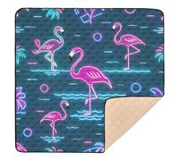 Flamingo Neon Pattern Large Sturdy Baby Gym & Activity Mat for Indoor Outdoor Cozy Breathable Infant Play Activity Mat for Baby Kids Toddlers Infants, 50'' x 50''