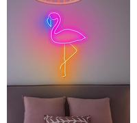 Flamingo Neon Sign,LED Arylic Hanging Pink Neon Light with Dimmable Switch,Flamingo Lamp Bedroom Bar Game Room Wall Decorations Art Lights for Girls or Boys,40x25CM