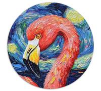 Flamingo Night Sky 1000 Piece Puzzle Round JigsawPuzzle 1000 Pieces for Adults Skill Level Beginner, Great for Birthday (Size 67.5x67.5cm)