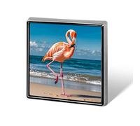 Flamingo on Beach Brooch Pins Lapel Pins for Men Women Badge Button Cover Decorative Jewelry Charms for Hats Bags Backpacks Suits Shirts Scarves Clothing Accessories Banquet Wedding Gift