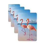 Flamingo on Beach Car Air Freshener Cards for Women Men 4 Pack Cute Car Accessories Long Lasting Scent Car Diffuser Hanging Auto Aromatherapy Tablets Car Fresheners Gifts