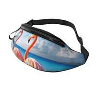 Flamingo on Beach Fanny Pack for Men Women Crossbody Waist Bag Waterproof Sports Belt Bag Outdoor Hip Pack