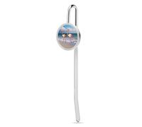 Flamingo On The Beach Bookmark with Round Picture, Fun Book Marks 1.2" for Reading Women Men, Bookmarks Stainless Steel for Book Lovers Gift, Christmas, Birthday, Valentine’s