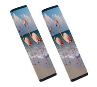 Flamingo On The Beach Car Seat Belt Cover Soft Comfortable Shoulder Seatbelt Pads Cover Seat Belt Pad for Suitable for Car Interior Accessorie