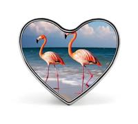 Flamingo On The Beach Fashion Brooch Pin - Nature Sunset Deer 1 Inch Cute Enamel Heart Badges, Metal Lapel Pins for Men & Women, Decorative Metal Pinback for Hats, Shirts, Bags, Jackets & Accessories