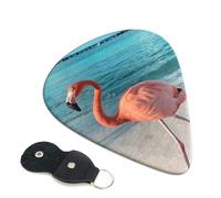 Flamingo On The Beach Guitar Picks 6-Pack - Pick Set (0.46mm / 0.71mm / 0.96mm) Suitable For Guitar And Ukulele Playing