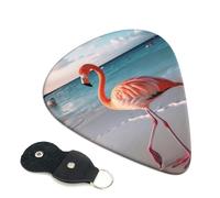 Flamingo On The Beach Guitar Plectrums, 6 Guitar Plectrums, Double Sided Printing, For Acoustic Guitar, Bass, Ukulele, Electric Guitar (0.46 Mm 0.71 Mm 0.96 Mm)