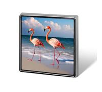 Flamingo On The Beach Island Of Cuba Lapel Pin for Men Women Square Fashion Brooch Pin - Cute Enamel Badges, Aluminum Alloy Metal Pinback for Hats, Shirts, Bags, Jackets & Accessories