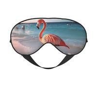 Flamingo On The Beach Sleep Mask for Women & Men - Double-Sided Eye Mask with Adjustable Strap, Soft Silky Feel, Light-Blocking & Breathable for Travel, Nap, Shift Work, Yoga