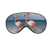 Flamingo On The Beach Sleep Mask for Women Men Side Sleeper Eye Cover with Adjustable Strap Soft Breathable Blackout Mask Slip-Free Deep Sleeping Travel Essentials