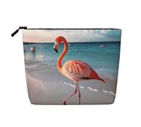Flamingo On The Beach Toiletry Bags for Women, Portable Travel Cosmetic Bag, Daily Organiser with Zipper