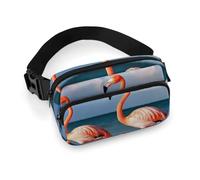 Flamingo On The Beach Waist Bag Large Capacity Fanny Pack Adjustable Belt Crossbody Bags Portable Waist Packs For Outdoors Traveling Casual Running