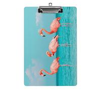 Flamingo on The Sea Clear Summer A4 Size Clipboard Funny Aesthetic Working Studying Letter Standard Clip Board 12.5×8.5 in Hardboard for School Classroom Kids Writing Drawing