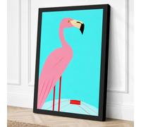 Flamingo on Turquoise Canvas Wall Art Print 36x24 Inch