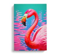 Flamingo Op Art No.3 Canvas Print | Gallery Wrapped 30mm Frame Wall Art | 30x20 inches | Ready to Hang | Contemporary Animals Picture | Living Room Bedroom Lounge Office