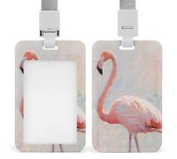 Flamingo Painting Id Badge Holder Retractable Badge Holders Heavy Duty Plastic Id Card Holder with Lanyard Waterproof Name Tag Sleeve for Nurses, Teachers, Office Professionals
