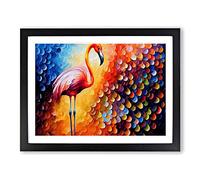 Flamingo Painting Vol.3 Abstract H1022 Framed Print for Living Room Bedroom Home Office Décor, Wall Art Picture Ready to Hang, Black A4 Frame (34 x 25 cm)