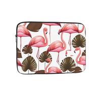 Flamingo Palm Leaf Patterned Laptop Sleeve Bag, Shockproof Slim Laptop Bag Briefcase Carrying Laptop Cover, Black, 25.40 cm