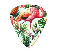 Flamingo-Palm-Leaves-Pineapple 12 Pack Guitar Picks With 3 Thicknesses And Storage Box, Abs Plectrums For Electric Bass Guitar Players