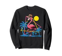 Flamingo Palm Tree Retro Beach Sunset Summer Vibes Tropical Sweatshirt