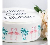 Flamingo & Palm Trees Edible Icing Cake Ribbon / Side Strips