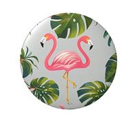 Flamingo Palm Trees Leaf Button Pins 12 Pcs, 2.4 Inch Round Button Badges Metal Personalized Picture Photo Pin Buttons Kit For Craft Supplies Christmas Diy Party Projects