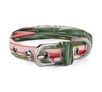 Flamingo Palm Trees Leaf Dog Collar Adjustable Pet Collar Stainless Steel D-Ring Collar Oxford Cloth Cat Collar Strap with Metal Buckle for Small Medium Dog
