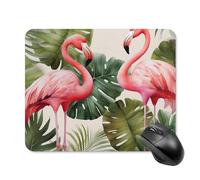Flamingo Palm Trees Leaf Mouse Pad 20 * 25cm - Non-Slip Rubber Base Mouse Mat Portable Square Desk Mat for Office, Laptop, Travel, Wireless Mice Mats - Waterproof & Durable Design